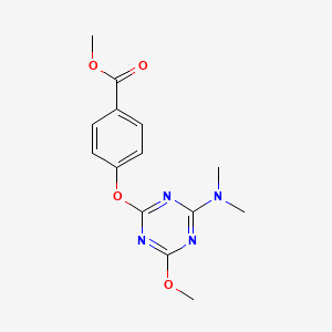 molecular formula C14H16N4O4 B5558605 4-{[4-(二甲氨基)-6-甲氧基-1,3,5-三嗪-2-基]氧基}苯甲酸甲酯 