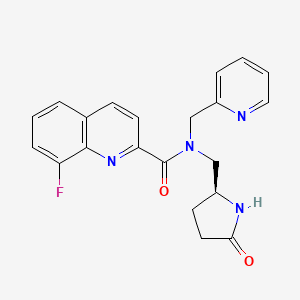 molecular formula C21H19FN4O2 B5558618 8-fluoro-N-{[(2S)-5-oxo-2-pyrrolidinyl]methyl}-N-(2-pyridinylmethyl)-2-quinolinecarboxamide 