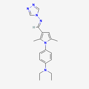 molecular formula C19H24N6 B5558625 N-({1-[4-(diethylamino)phenyl]-2,5-dimethyl-1H-pyrrol-3-yl}methylene)-4H-1,2,4-triazol-4-amine 