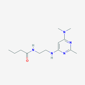 molecular formula C13H23N5O B5558642 N-(2-{[6-(dimethylamino)-2-methyl-4-pyrimidinyl]amino}ethyl)butanamide 