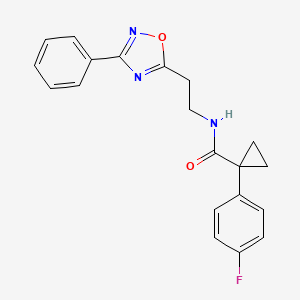 molecular formula C20H18FN3O2 B5558701 1-(4-fluorophenyl)-N-[2-(3-phenyl-1,2,4-oxadiazol-5-yl)ethyl]cyclopropanecarboxamide 