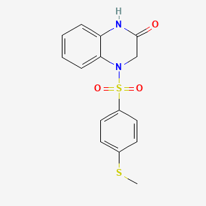 molecular formula C15H14N2O3S2 B5558705 4-{[4-(methylthio)phenyl]sulfonyl}-3,4-dihydro-2(1H)-quinoxalinone 