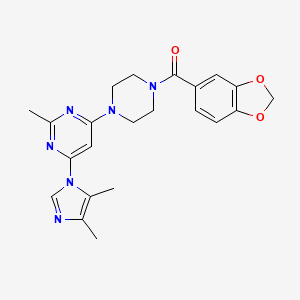 molecular formula C22H24N6O3 B5558718 4-[4-(1,3-benzodioxol-5-ylcarbonyl)-1-piperazinyl]-6-(4,5-dimethyl-1H-imidazol-1-yl)-2-methylpyrimidine 