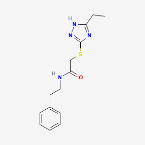 molecular formula C14H18N4OS B5558744 2-[(5-ethyl-4H-1,2,4-triazol-3-yl)thio]-N-(2-phenylethyl)acetamide 