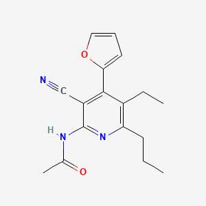 molecular formula C17H19N3O2 B5558766 N-[3-cyano-5-ethyl-4-(2-furyl)-6-propyl-2-pyridinyl]acetamide 