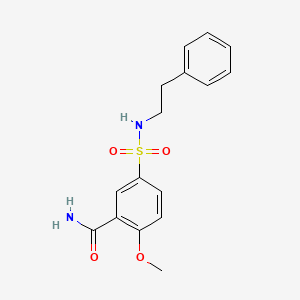 molecular formula C16H18N2O4S B5558785 2-甲氧基-5-{[(2-苯乙基)氨基]磺酰基}苯甲酰胺 