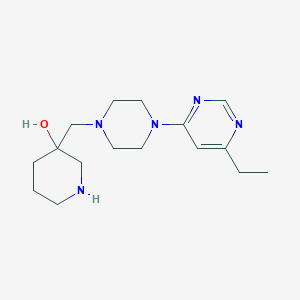 molecular formula C16H27N5O B5558796 3-{[4-(6-ethyl-4-pyrimidinyl)-1-piperazinyl]methyl}-3-piperidinol dihydrochloride 