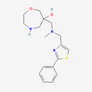 molecular formula C17H23N3O2S B5558799 6-({methyl[(2-phenyl-1,3-thiazol-4-yl)methyl]amino}methyl)-1,4-oxazepan-6-ol dihydrochloride 