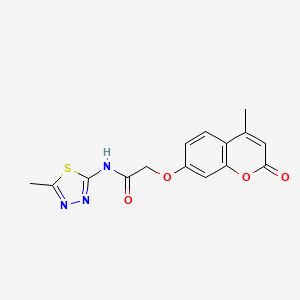 molecular formula C15H13N3O4S B5558864 2-[(4-甲基-2-氧代-2H-色烯-7-基)氧基]-N-(5-甲基-1,3,4-噻二唑-2-基)乙酰胺 