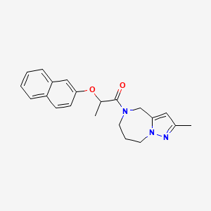 molecular formula C21H23N3O2 B5558867 2-methyl-5-[2-(2-naphthyloxy)propanoyl]-5,6,7,8-tetrahydro-4H-pyrazolo[1,5-a][1,4]diazepine 