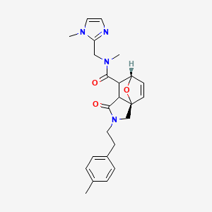 molecular formula C24H28N4O3 B5558891 (3aR*,6S*)-N-methyl-N-[(1-methyl-1H-imidazol-2-yl)methyl]-2-[2-(4-methylphenyl)ethyl]-1-oxo-1,2,3,6,7,7a-hexahydro-3a,6-epoxyisoindole-7-carboxamide 
