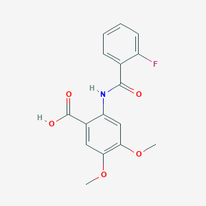 molecular formula C16H14FNO5 B5558893 2-[(2-氟苯甲酰)氨基]-4,5-二甲氧基苯甲酸 