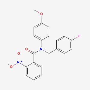 molecular formula C21H17FN2O4 B5558947 N-(4-fluorobenzyl)-N-(4-methoxyphenyl)-2-nitrobenzamide 