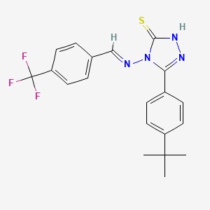 molecular formula C20H19F3N4S B5558963 5-(4-叔丁基苯基)-4-{[4-(三氟甲基)亚苄基]氨基}-4H-1,2,4-三唑-3-硫酚 