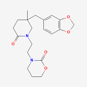 molecular formula C20H26N2O5 B5559033 3-{2-[5-(1,3-benzodioxol-5-ylmethyl)-5-methyl-2-oxopiperidin-1-yl]ethyl}-1,3-oxazinan-2-one 
