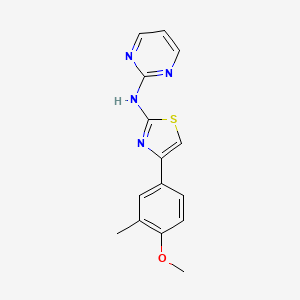 molecular formula C15H14N4OS B5559043 N-[4-(4-甲氧基-3-甲基苯基)-1,3-噻唑-2-基]-2-嘧啶胺 