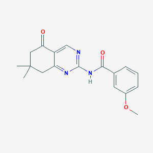 molecular formula C18H19N3O3 B5559052 N-(7,7-二甲基-5-氧代-5,6,7,8-四氢-2-喹唑啉基)-3-甲氧基苯甲酰胺 