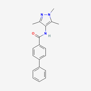molecular formula C19H19N3O B5559068 N-(1,3,5-trimethyl-1H-pyrazol-4-yl)-4-biphenylcarboxamide 