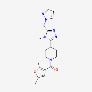 molecular formula C19H24N6O2 B5559071 1-(2,5-二甲基-3-呋喃甲酰基)-4-[4-甲基-5-(1H-吡唑-1-基甲基)-4H-1,2,4-三唑-3-基]哌啶 