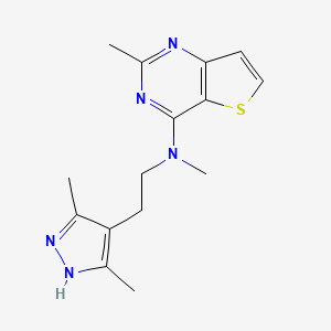 molecular formula C15H19N5S B5559105 N-[2-(3,5-二甲基-1H-吡唑-4-基)乙基]-N,2-二甲基噻吩并[3,2-d]嘧啶-4-胺 