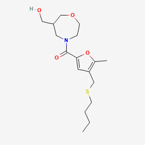 molecular formula C17H27NO4S B5559113 (4-{4-[(丁基硫代)甲基]-5-甲基-2-呋喃甲酰}-1,4-恶唑烷-6-基)甲醇 