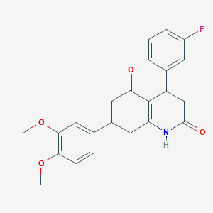 molecular formula C23H22FNO4 B5559125 7-(3,4-dimethoxyphenyl)-4-(3-fluorophenyl)-4,6,7,8-tetrahydro-2,5(1H,3H)-quinolinedione 