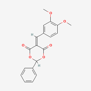 molecular formula C19H16O6 B5559141 5-(3,4-dimethoxybenzylidene)-2-phenyl-1,3-dioxane-4,6-dione 