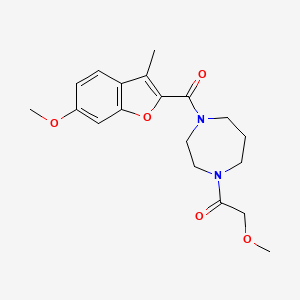 molecular formula C19H24N2O5 B5559176 1-(甲氧基乙酰基)-4-[(6-甲氧基-3-甲基-1-苯并呋喃-2-基)羰基]-1,4-二氮杂环戊烷 