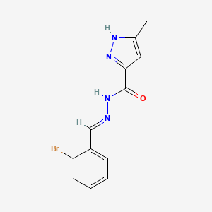 molecular formula C12H11BrN4O B5559180 N'-(2-bromobenzylidene)-3-methyl-1H-pyrazole-5-carbohydrazide 