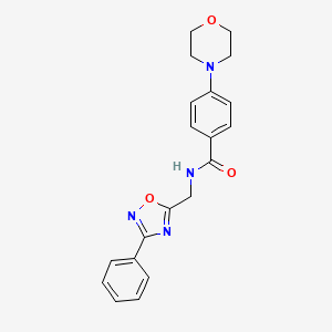 molecular formula C20H20N4O3 B5559191 4-(4-morpholinyl)-N-[(3-phenyl-1,2,4-oxadiazol-5-yl)methyl]benzamide 
