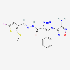 molecular formula C17H13IN8O2S2 B5559196 1-(4-amino-1,2,5-oxadiazol-3-yl)-N'-{[5-iodo-2-(methylthio)-3-thienyl]methylene}-5-phenyl-1H-1,2,3-triazole-4-carbohydrazide 