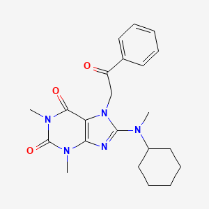 molecular formula C22H27N5O3 B5559243 8-[cyclohexyl(methyl)amino]-1,3-dimethyl-7-(2-oxo-2-phenylethyl)-3,7-dihydro-1H-purine-2,6-dione 