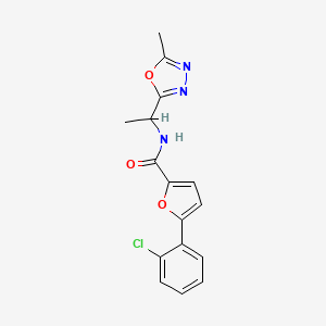 molecular formula C16H14ClN3O3 B5559256 5-(2-chlorophenyl)-N-[1-(5-methyl-1,3,4-oxadiazol-2-yl)ethyl]-2-furamide 