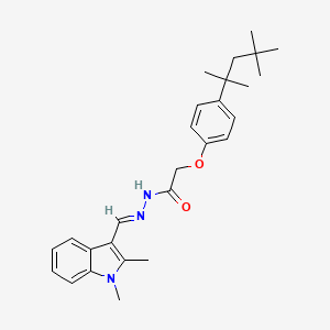 molecular formula C27H35N3O2 B5559277 N'-[(1,2-dimethyl-1H-indol-3-yl)methylene]-2-[4-(1,1,3,3-tetramethylbutyl)phenoxy]acetohydrazide 