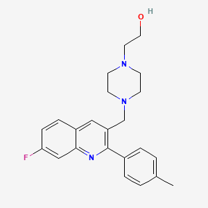 molecular formula C23H26FN3O B5559292 2-(4-{[7-fluoro-2-(4-methylphenyl)-3-quinolinyl]methyl}-1-piperazinyl)ethanol 