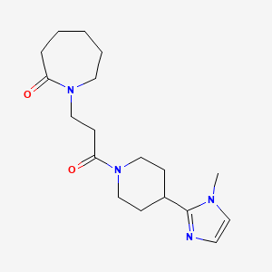 molecular formula C18H28N4O2 B5559325 1-{3-[4-(1-methyl-1H-imidazol-2-yl)-1-piperidinyl]-3-oxopropyl}-2-azepanone 