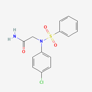 molecular formula C14H13ClN2O3S B5559376 N~2~-(4-chlorophenyl)-N~2~-(phenylsulfonyl)glycinamide 