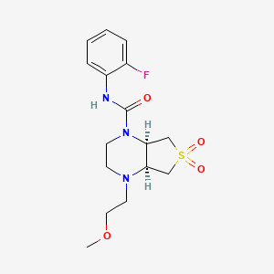 molecular formula C16H22FN3O4S B5559406 (4aS*,7aR*)-N-(2-fluorophenyl)-4-(2-methoxyethyl)hexahydrothieno[3,4-b]pyrazine-1(2H)-carboxamide 6,6-dioxide 