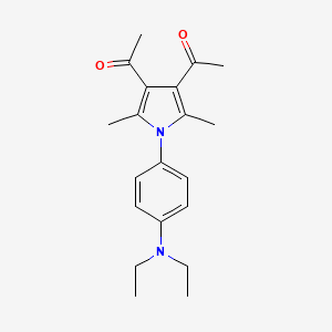 molecular formula C20H26N2O2 B5559469 1,1'-{1-[4-(diethylamino)phenyl]-2,5-dimethyl-1H-pyrrole-3,4-diyl}diethanone 