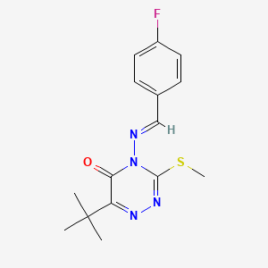 molecular formula C15H17FN4OS B5559479 6-tert-butyl-4-[(4-fluorobenzylidene)amino]-3-(methylthio)-1,2,4-triazin-5(4H)-one 