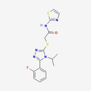 molecular formula C16H16FN5OS2 B5559502 2-{[5-(2-fluorophenyl)-4-isopropyl-4H-1,2,4-triazol-3-yl]thio}-N-1,3-thiazol-2-ylacetamide 