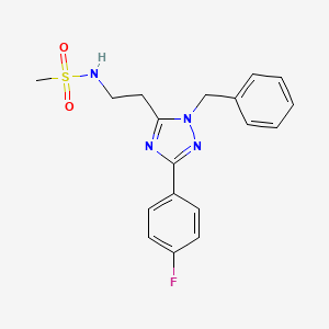 molecular formula C18H19FN4O2S B5559510 N-{2-[1-benzyl-3-(4-fluorophenyl)-1H-1,2,4-triazol-5-yl]ethyl}methanesulfonamide 