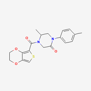 molecular formula C19H20N2O4S B5559523 4-(2,3-dihydrothieno[3,4-b][1,4]dioxin-5-ylcarbonyl)-5-methyl-1-(4-methylphenyl)-2-piperazinone 