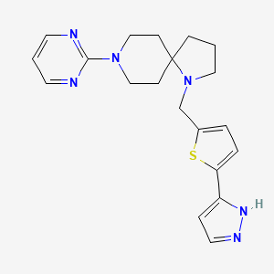 molecular formula C20H24N6S B5559540 1-{[5-(1H-吡唑-3-基)-2-噻吩基]甲基}-8-(2-嘧啶基)-1,8-二氮杂螺[4.5]癸烷 