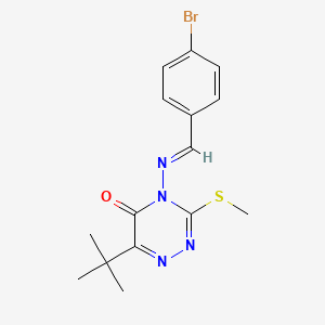 molecular formula C15H17BrN4OS B5559566 4-[(4-bromobenzylidene)amino]-6-tert-butyl-3-(methylthio)-1,2,4-triazin-5(4H)-one 