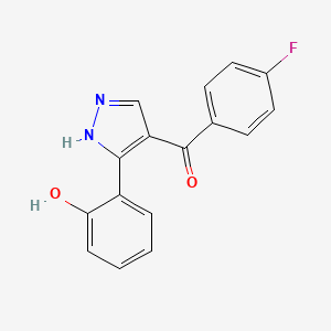 molecular formula C16H11FN2O2 B5559592 (4-氟苯基)[3-(2-羟基苯基)-1H-吡唑-4-基]甲酮 