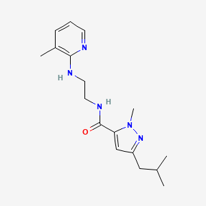 molecular formula C17H25N5O B5559602 3-isobutyl-1-methyl-N-{2-[(3-methyl-2-pyridinyl)amino]ethyl}-1H-pyrazole-5-carboxamide 
