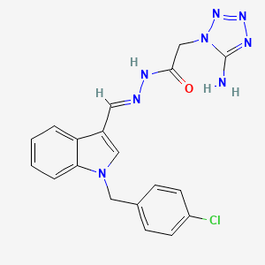 molecular formula C19H17ClN8O B5559619 2-(5-氨基-1H-四唑-1-基)-N'-{[1-(4-氯苄基)-1H-吲哚-3-基]亚甲基}乙酰肼 