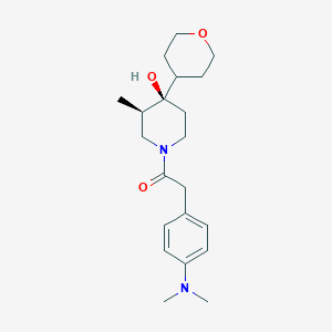 molecular formula C21H32N2O3 B5559636 (3R*,4R*)-1-{[4-(二甲氨基)苯基]乙酰基}-3-甲基-4-(四氢-2H-吡喃-4-基)哌啶-4-醇 