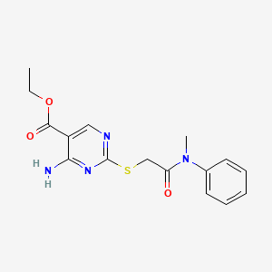 molecular formula C16H18N4O3S B5559659 ethyl 4-amino-2-({2-[methyl(phenyl)amino]-2-oxoethyl}thio)-5-pyrimidinecarboxylate 